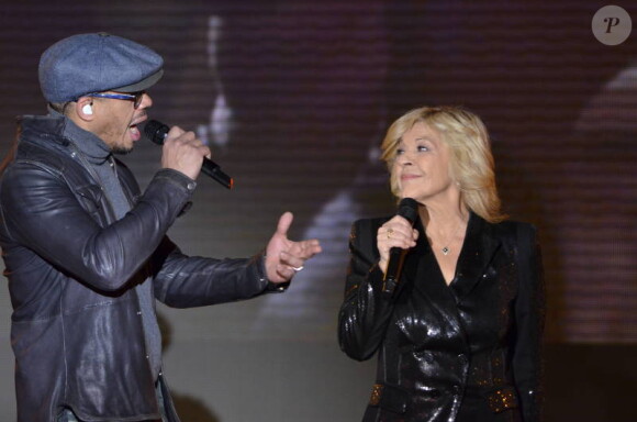 JoeyStarr et Nicoletta lors de l'émission Vivement Dimanche enregistrée le 4 janvier 2012 au Studio Gabriel à Paris