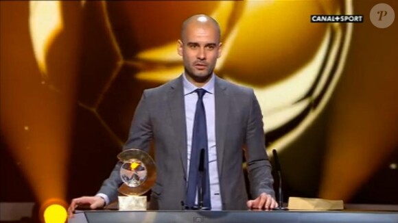 Pep Guardiola sacré meilleur entraîneur le 9 janvier 2012 à Zurich lors la cérémonie du Ballon d'Or