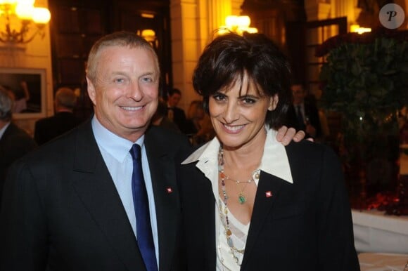 Christian Courtin et Inès de la Fressange lors du gala mécénat chirurgie cardiaque au grand Hôtel à Paris, le 9 janvier 2012