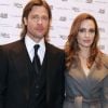 Angelina Jolie, accompagnée de Brad Pitt, présente Au pays du sang et du miel à Washington, le 10 janvier 2012.