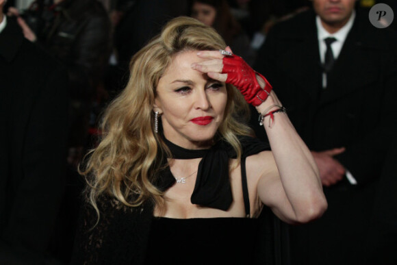Madonna lors de l'avant-première du film W.E. à Londres le 11 janvier 2012