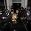 Madonna quittant l'avant-première de son film W.E. à Londres le 11 janvier 2012