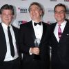 Les scénaristes Steven Zaillan, Stan Chervin et Aaron Sorkin au Critics' Choice Awards, à Los Angeles le 12 janvier 2012.