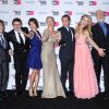 Michel Hazanavicius, Bérénice Bejo, Jeand Dujardin,  Thomas Langmann, Penelope Ann Miller, James Cromwell et toute l'équipe de The Artist au Critics' Choice Awards, à Los Angeles le 12 janvier 2012.