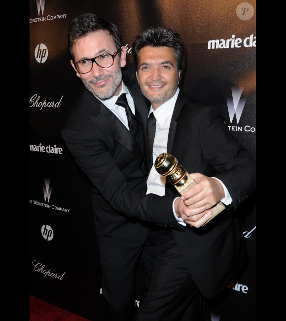 Michel Hazanavicius et Thomas Langmann à l'after party des Golden Globes, le 15 janvier 2012 à Los Angeles.