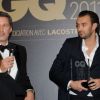 Antoine de Caunes et Cyril Lignac lors de la soirée GQ des hommes de l'année 2011 au Ritz à Paris le 18 janvier 2012