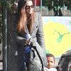 Sandra Bullock et son fils Louis sortent de l'école, à Studio City près de Los Angeles. Le 19 janvier 2012