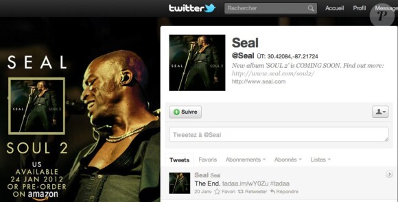 Le message de Seal sur son twitter : The End !