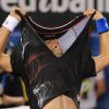 Novak Djokovic lors de la finale de l'Open d'Australie remportée face à Rafael Nadal le 29 janvier 2012 à Melbourne