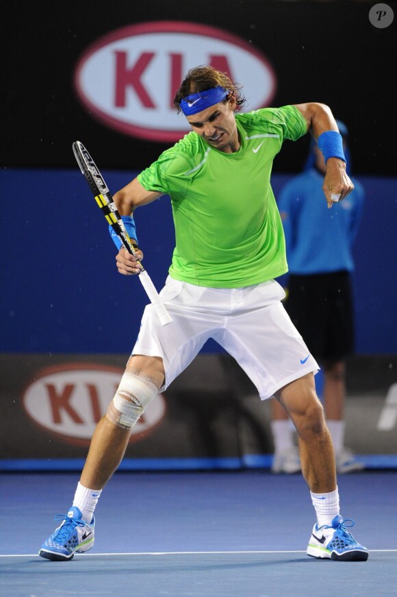 Rafael Nadal lors de la finale de l'Open d'Australie perdue face à Novak Djokovic le 29 janvier 2012 à Melbourne