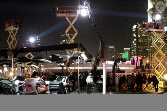 Los Angeles, tournage d'une pub pour la Renault Twizy avec David Guetta, à Los Angeles le 1er février 2012