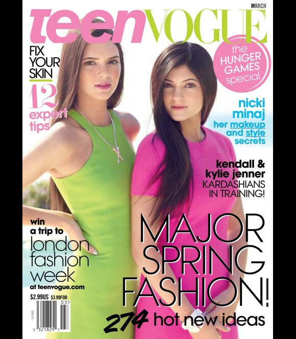 Kendall et Kylie Kardashian, en couverture du magazine Teen Vogue. Mars 2012.