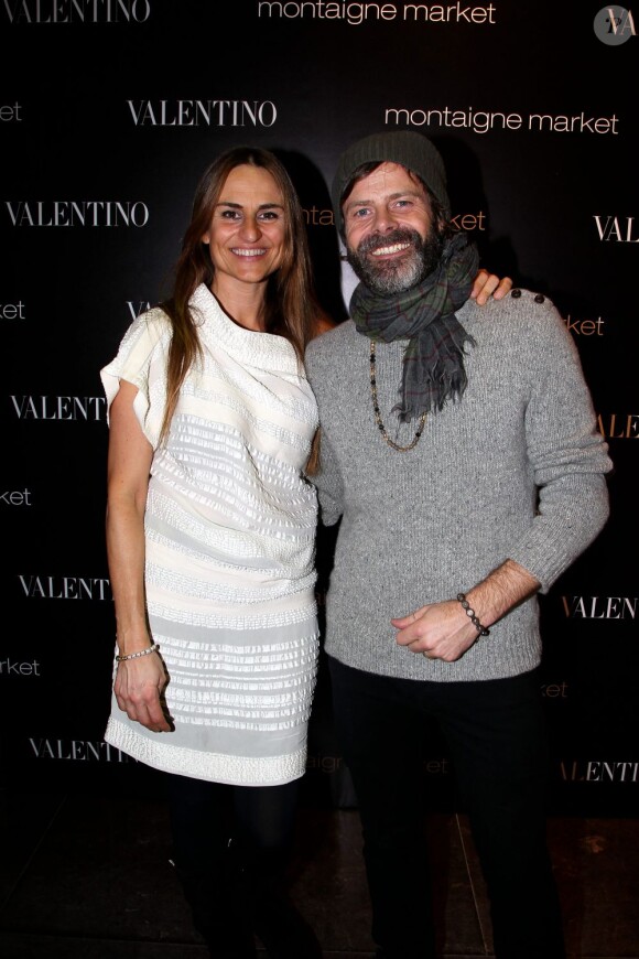 Andrea et Madz Kornerup (fondateur de Shamballa Jewels) au lancement du sac Vavavoom de Valentino, vendu en édition limitée et  en  exclusivité au magasin Montaigne Market à Paris, le 25 janvier 2012