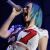 Katy Perry, sublime, donne un concert à la fête du Super Bowl donnée par Direct TV à Indianapolis, le 4 février 2012.