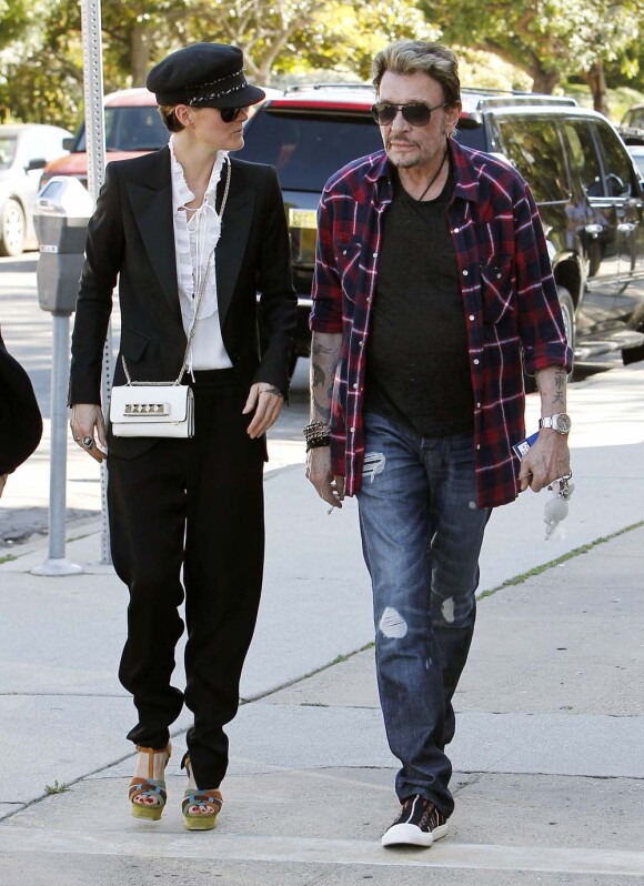 Johnny Hallyday et Laeticia à Los Angeles, le 8 février 2012.