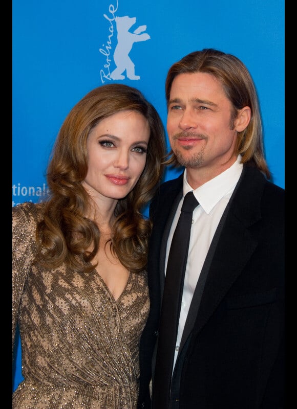 Angelina Jolie et Brad Pitt lors de la présentation d'Au pays du sang et du miel, au festival de Berlin le 11 février 2012.