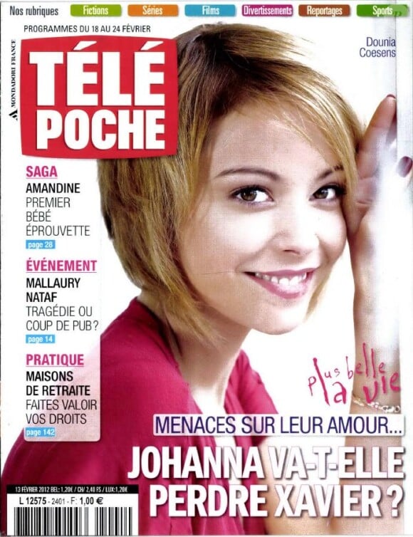 Dounia Coesens, alias Johanna dans Plus Belle la Vie, pour le magazine Télé Poche.