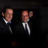 Nicolas Sarkozy et François Hollande au dîner du CRIF à Paris, le 8 février 2012.