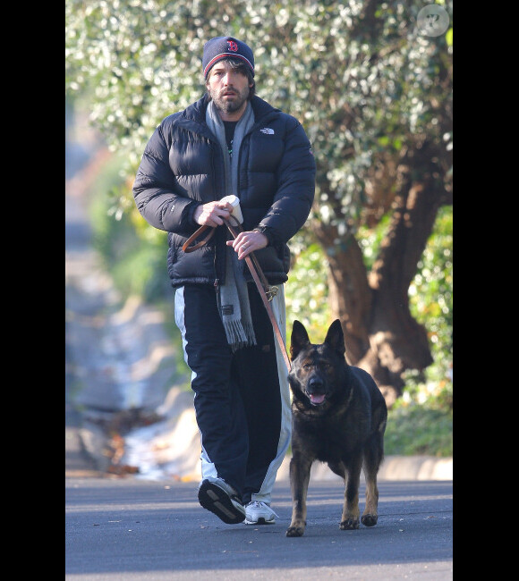Ben Affleck et son chien à Los Angeles, le 24 février 2012
