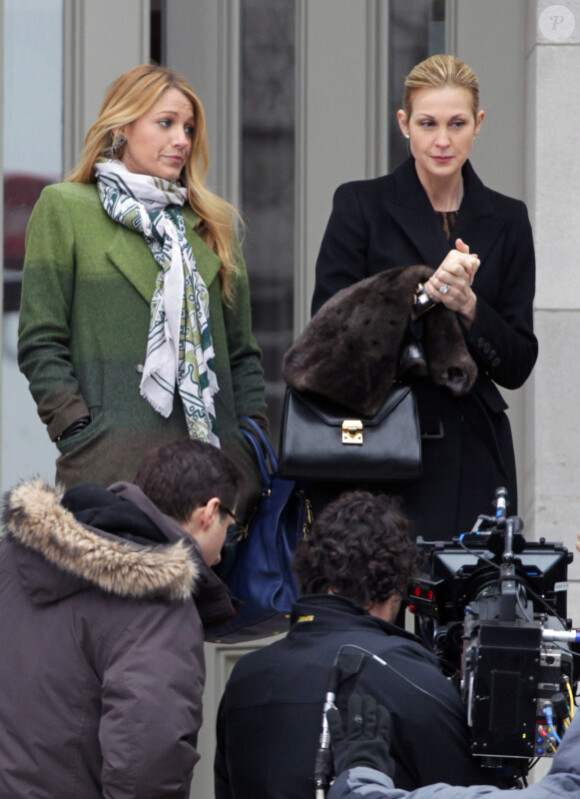 Blake Lively et sa maman dans la série Kelly Rutherford sur le tournage de Gossip Girl, le 1er mars, à New York