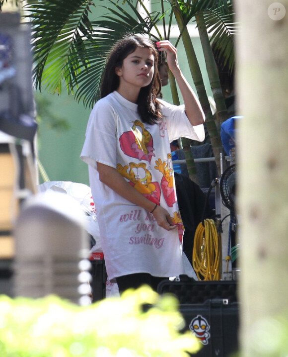 Selena Gomez sur le tournage de Spring Breakers, le lundi 5 mars 2012.