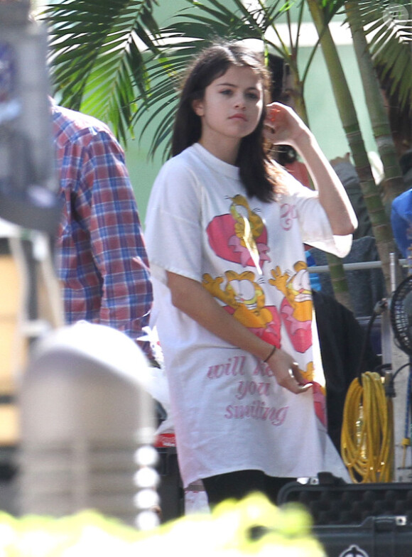 Selena Gomez sur le tournage de Spring Breakers, le lundi 5 mars 2012.