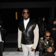 Diddy, confortablement installé en frontrow pour le défilé Kanye West à la Halle Freyssinet. Paris, le 6 mars 2012.