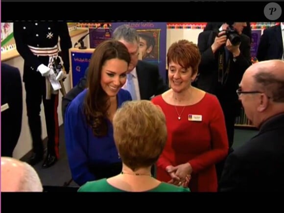 Kate Middleton, marraine de l'association East Anglia's Children's Hospices en visite inaugurale à The Treehouse, centre de soins pédiatriques d'Ipswich, le 19 mars 2012, a prononcé son tout premier discours officiel en public.