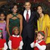 Barack Obama, sa femme Michelle et leurs filles Sasha, 10 ans et demi, et Malia, 13 ans et demi, en décembre 2011 à Washington.
