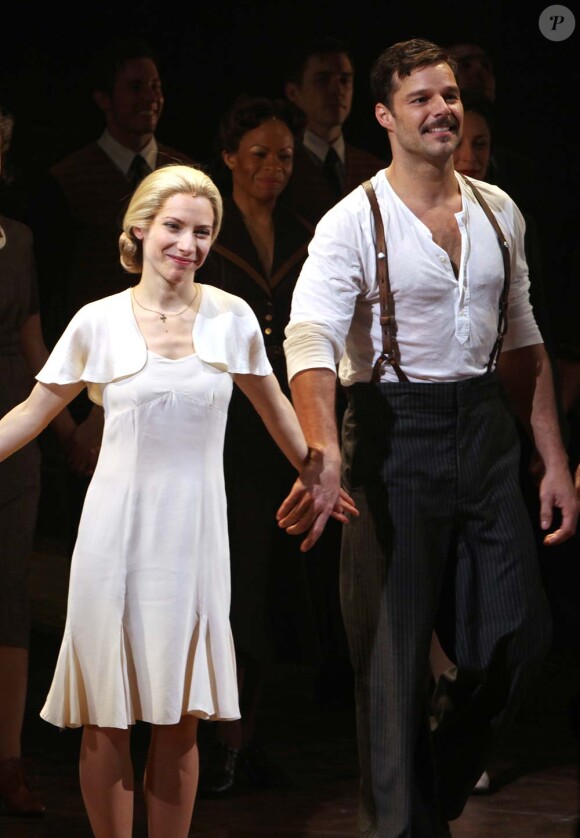 Ricky Martin et Elena Roger présentent Evita aux journalistes à Broadway, New York, le 12 mars 2012.