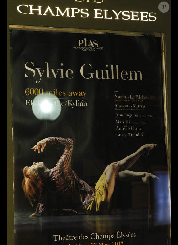 Dernière du spectacle 6000 miles away de Sylvie Guillem au théâtre des Champs-Élysées à Paris, le 22 mars 2012