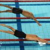 Amaury Leveaux et Fred Bousquet. Les championnats de France de natation de Dunkerque, qualificatifs pour les Jeux olympiques de Londres comme le laissent deviner les cabines téléphoniques en déco, ont été riches en sensations, en mars 2012.
