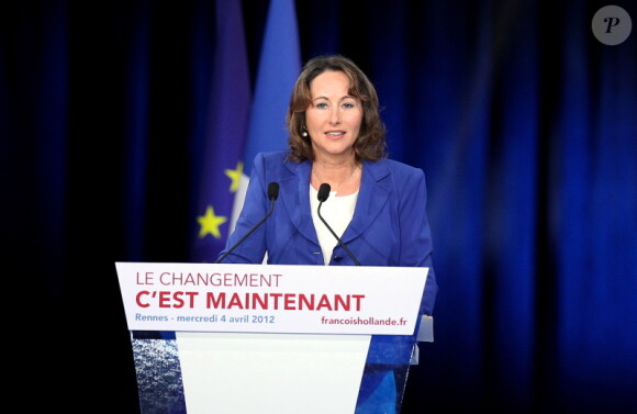 Ségolène Royal, lors du grand meeting de François Hollande à Rennes, le mercredi 4 avril 2012.
