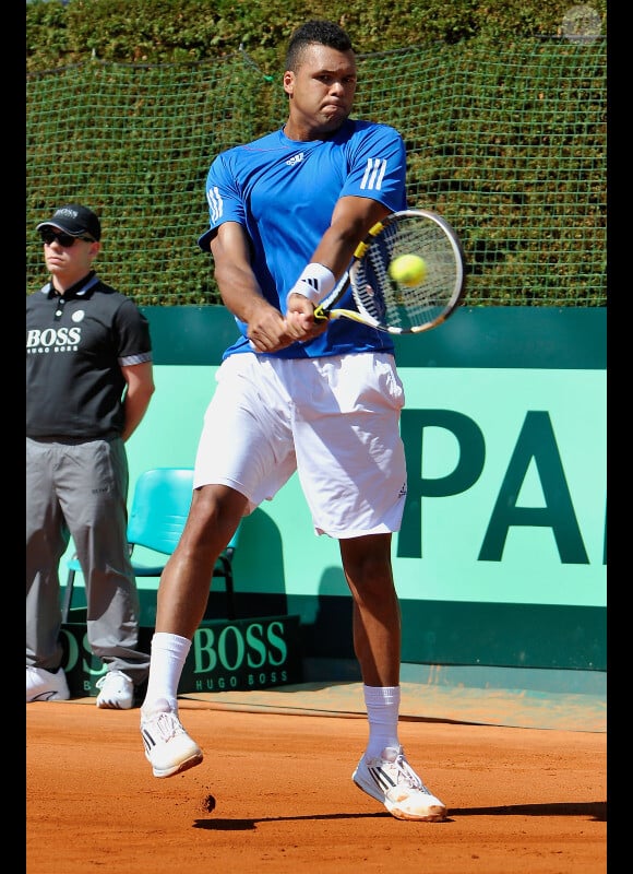 Jo-Wilfried Tsonga en Coupe Davis, le vendredi 6 avril 2012 à Monte Carlo.