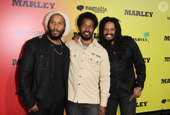Ziggy, Robert et Rohan Marley à la première du film Marley le 17 avril 2012 à Los Angeles