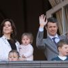La famille royale à Amalieborg lors du 72e anniversaire de la reine Margrethe, le 16 avril 2012