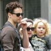 Ashlee Simpson, son fils Bronx et son petit ami Vincent Piazza, à New York le vendredi 20 avril 2012.