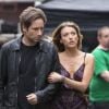 David Duchovny et Natalie Zea, sur le tournage de Californication, à New York, le vendredi 20 avril 2012.