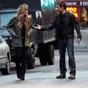 David Duchovny et Natascha McElhone, sur le tournage de Californication, à New York, le vendredi 20 avril 2012.