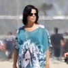 Neve Campbell enceinte se promène à la plage à Santa Monica. Le 28 avril 2012.