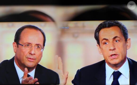 Nicolas Sarkozy et François Hollande lors du débat de l'entre deux tours, à Paris, le 2 mai 2012