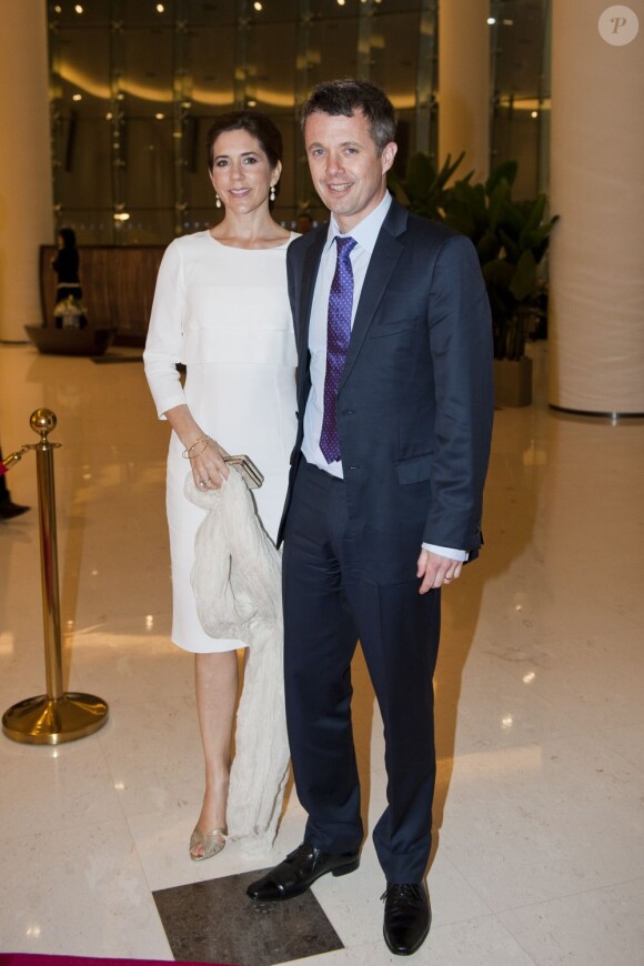 Déjeuner le lundi 14 mai 2012. Le prince Frederik et la princesse Mary de Danemark étaient en visite officielle en Corée du Sud du 10 au 15 mai 2012.