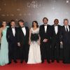 Le jury : Diane Kruger, Ewan McGregor, Alexander Payne, Hiam Abbas, Nanni Moretti (président) Raoul Peck, Jean Paul Gaultier et Andrea Arnold lors du dîner d'ouverture du festival de Cannes le 16 mai 2012