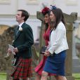 Pippa Middleton au mariage de son amie Camilla Hook avec Sam Holland, petit-fils du réalisateur oscarisé Lord Richard Attenborough, le 19 mai 2012 à Aberlady, près d'Edimbourg (Ecosse).