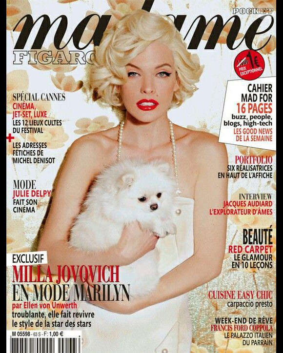 Milla Jovovich est Marilyn Monroe pour Madame Figaro (version pocket), juin 2012.