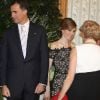 Le couple princier Felipe et Letizia d'Espagne lors d'un dîner au palais de Queluz au Portugal le 31 mai 2012