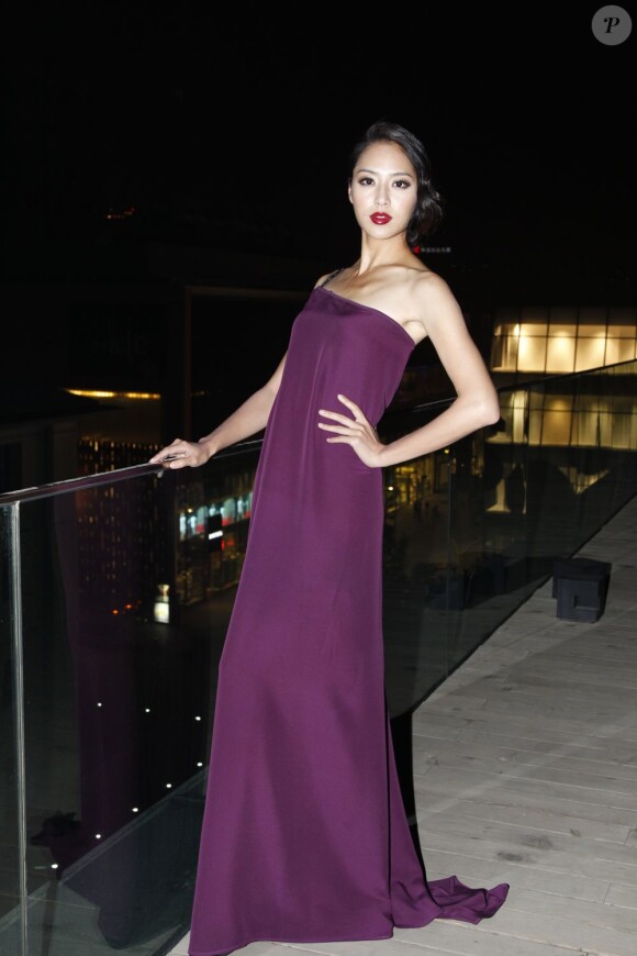 L'actrice et mannequin taïwanaise Bianca Bai lors de la soirée d'ouverture de la nouvelle boutique Montblanc dans le quartier de Sanlitun. Pékin, le 1er juin 2012.