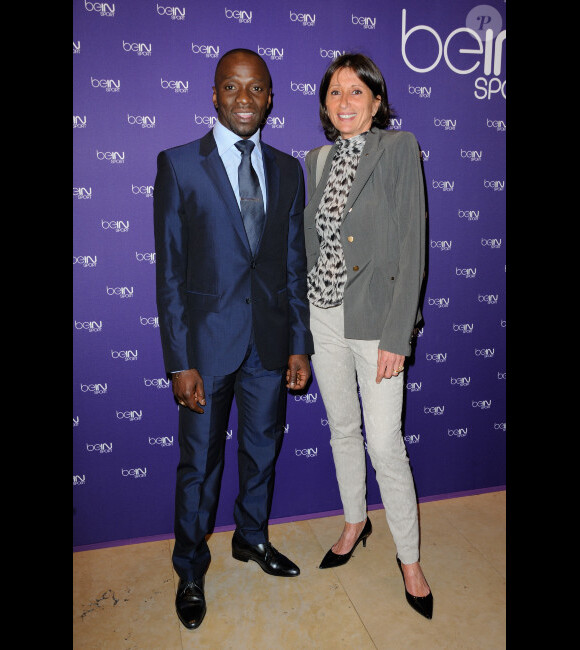 Claude Makelele et Caroline Duret le 1er juin 2012 à Paris pour l'inauguration de la chaine sportive Be InSport le 1er juin 2012 à Paris