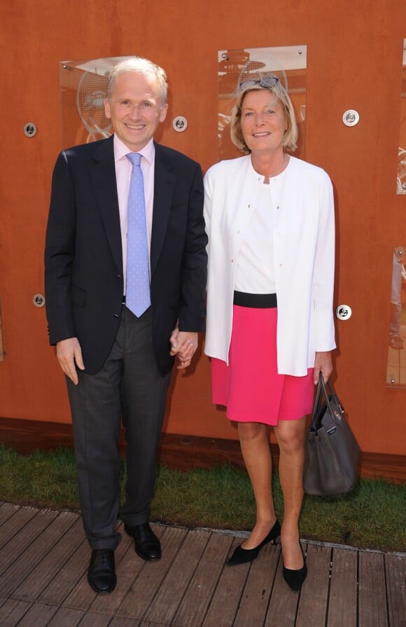 Thomas Valentin et sa femme au tournoi de Roland-Garros, le 8 juin 2012.