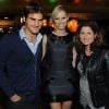 Roger Federer, Karolina Kurkova et Mirka, lors d'une soirée fashion en Allemagne. Le 17 juin 2012